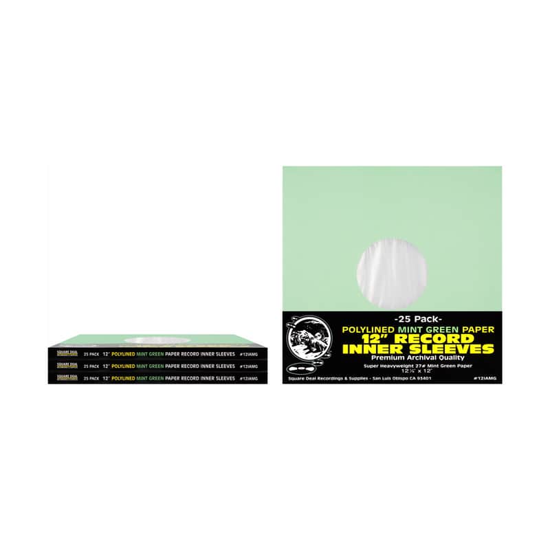 (100) 12" Mint Green Paper Plastic Record Heavyweight Polylined Inner Sleeves 12IAMG image 1