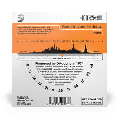 D'Addario 09-45 Extra Light 12-String, Phosphor Bronze Acoustic Guitar Strings image 3