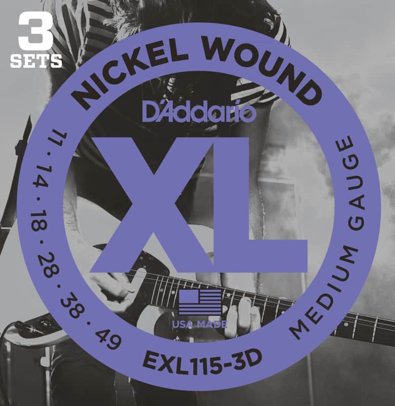D'Addario EXL115-3D Nickel Wound Electric Strings, 11-49, 3 Sets image 1