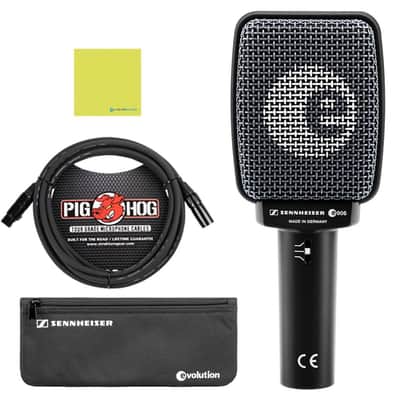 Liquid Audio Sennheiser E 906 Supercardioid Dynamic Instrument Microphone Bundle w/Pig Hog PHM10 8mm Mic Cable Polishing Cloth image 1