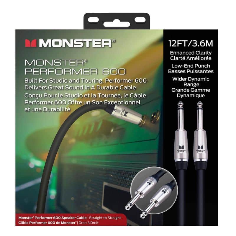 Monster Performer 600, Speaker 12 ft/3.6m - straight 1/4" plugs (60004) - Black image 1