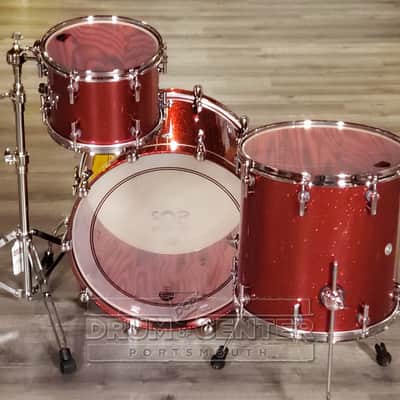 Sonor SQ2 3pc Medium Maple Drum Set - Red Sparkle High Gloss w/Fiery Red Interior image 3