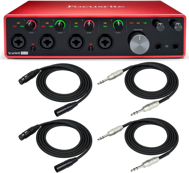Focusrite Scarlett 18i8 3rd Gen 18x8 USB Audio Interface Bundle with two XLR Cables and two 1/4-Inch TRS Cables image 1