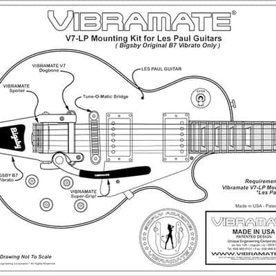 Vibramate V7 Gibson Les Paul Adapter Kit For Bigsby B7 24K Gold image 3