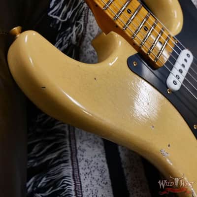 Fender Custom Shop Limited Edition 70th Anniversary 1954 Stratocaster Hardtail Relic Nocaster Blonde with Black Pickguard & Gold Hardware 7.10 LBS image 9