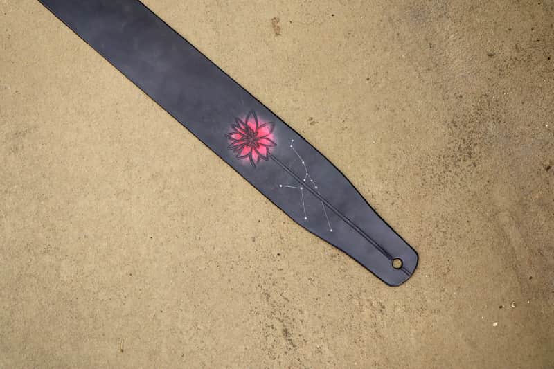 burnyblack custom made guitar strap - dreamy red black/red image 1