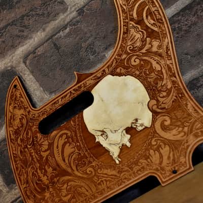 Handcrafted Cherrywood Pickguard for Fender Telecaster – Laser-Engraved Unique Design image 2