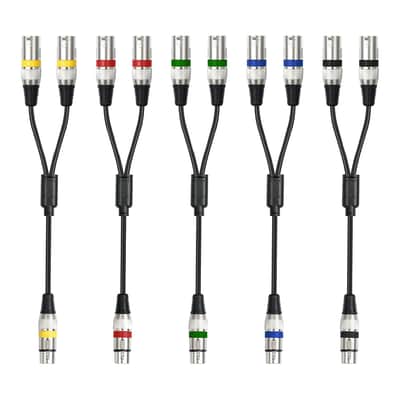 5Pack 5 Color 1.5FT XLR Female to Dual XLR Male Y Splitter Cable, Female XLR to 2 Male XLR Y Cable,XLR Splitter 1 Female to 2 Male for Micphone Mixer image 1