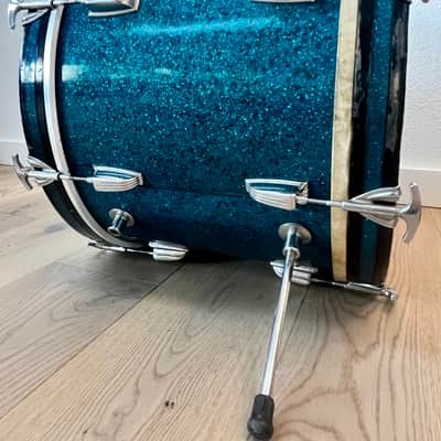 1950's WFL 4 Piece Drum Kit, Blue Aqua Sparkle, Complete W / Cases, Drop Dead Gorgeous image 5