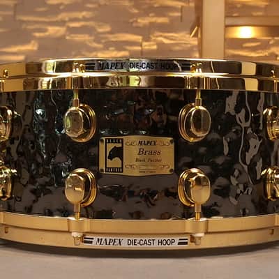 Mapex Black Panther Hammered Brass BPBR465H 14x6.5 Snare Drum | Original Owner image 8