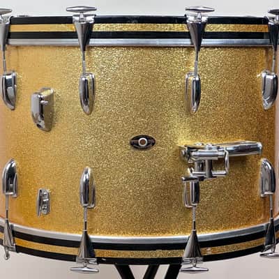Slingerland 22/22/12/13/16/5.5x14" VIDEO Vintage 60's Drum Set - Gold Sparkle image 9