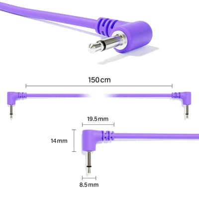 ExcelValley [Purple | 15 cm - 5.91"] 5-Pack - Right Angle Mono Modular Patch Cables image 2