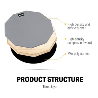 Drum Practice Pad 8 Inches, Silent Practice Drum Pad 2-Sided With Drum Sticks - Gray image 4