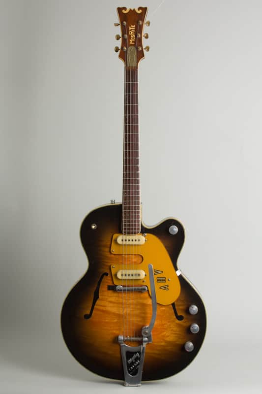 Mosrite /Gretsch Country Gentleman Custom Thinline Hollow Body Electric Guitar, c. 1959, period black hard shell case. image 1