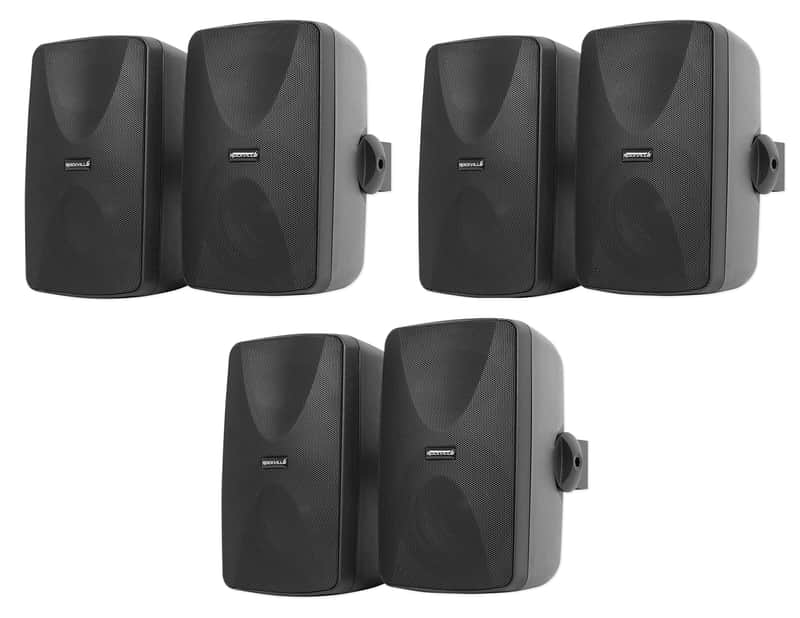 (6) Rockville WET-7020B Black 70V 5.25" Commercial Indoor/Outdoor Wall Speakers image 1