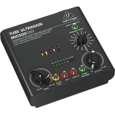 Behringer TUBE ULTRAGAIN MIC500USB Audiophile Vacuum Tube Preamplifier with Preamp Modeling Technology and USB/Audio Interface image 1