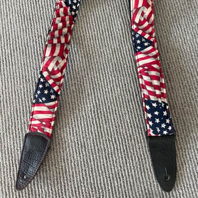 American Flag Guitar Strap Padded with Nylon Backing, 2" wide- 1990s - patterned image 1