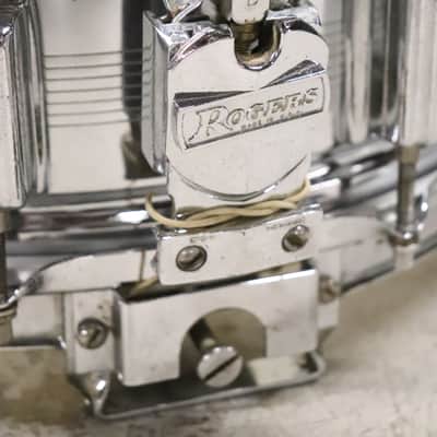 Rogers "7-Line" Dyna-Sonic 5x14" Brass Snare Drum "Beavertail" Lugs Vintage 1960's image 10