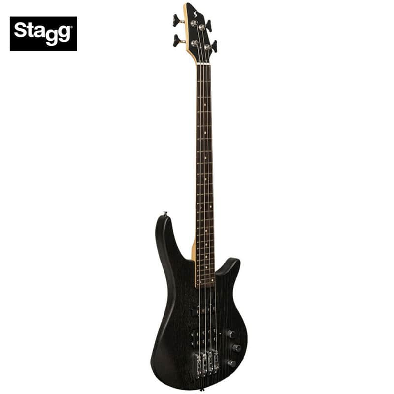 Stagg Fusion SBF-40 3/4 Size Solid Ash Body 4-String Electric Bass Black image 1
