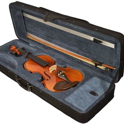Adagio EM-150-1/4 Solid Spruce Top Deluxe Student 1/4 Size Violin Outfit w/Oblong Case & Bow image 4