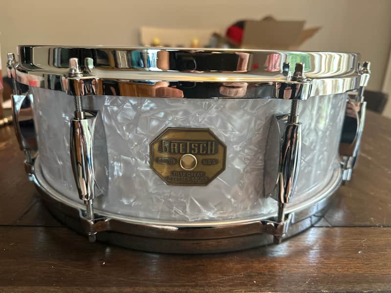 Gretsch USA Custom Renown 14x5 Snare Drum- White Marine Pearl image 1