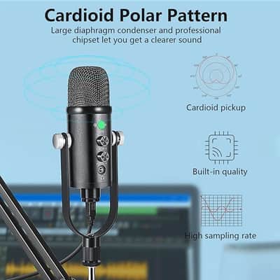 USB Microphone Metal Condenser Mic:Plug&Play Gaming Microphones on PC,Mac,Twitch and YouTube,Recording Microphone Computer PC Mic for Streaming,Podcasting image 3