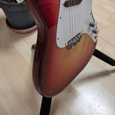 1962 Fender Musicmaster Sunburst FLAME Neck PRE-CBS Brazilian Rosewood slab board Maroon Burst American Vintage 60s 1960's USA baby stratocaster 3/4 short scale figured Music Master guitar image 19