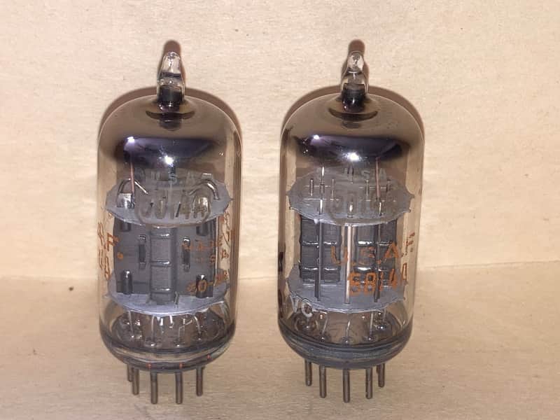 1960 RCA 5814A 12AU7 ECC82 Command Style JAN Mil-Spec Tubes, Matched Pair, High Testing, Matched Codes image 1