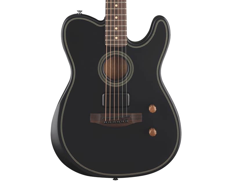 Used Fender Acoustasonic Telecaster Acoustic-Electric Guitar - Black image 1