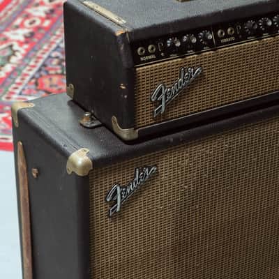 1965 Fender Bandmaster AB763 Piggyback Head and Cab Set *Fully Serviced* w/ TAD Capacitors, JBL D131 Speaker, Original Parts Included image 5