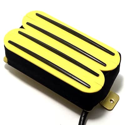 DFG Quad Rails Humbucker, Hot Four Blade Passive 23K Pickup for Bridge or Neck Use ~ Yellow w/ Black Rails image 3