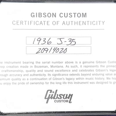 Gibson Custom Shop 1936 J-35 - Vintage Sunburst #14020 image 12