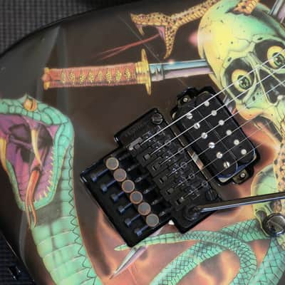 1989 ESP George Lynch Haji Electric Guitar Black Skulls & Snakes  + OHSC image 4