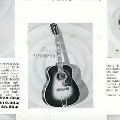 Epiphone FT-75  Seventy Five 1944 Sunburst Jumbo Flat-Top image 25