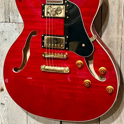Washburn HB35-WRK Semi-Hollowbody Wine Red, Fantastic Tone, Professional Setup Hard Shell Case & Ships Fast Too ! image 5