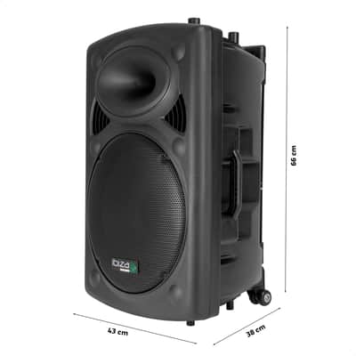 Ibiza PORT15UHF-BT 15 Inch 800W MAX Portable Speaker with Bluetooth, USB, SD, TWS, 2 UHF Microphones, Remote Control, Protective Cover, 6-8h Autonomy image 2
