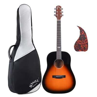 WINZZ AFM16-SD Slope Shoulder Dreadnought Solid Sitka Spruce Acoustic Guitar with Reinforced Carbon Fiber Neck image 1