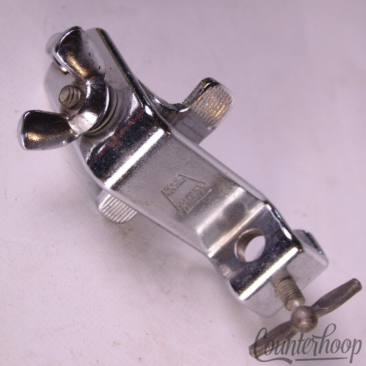 Ludwig Cymbal L-Arm Mount Clamp-On Bass Drum Wood Hoop Chrome Vintage 40s WFL Co — main photograph