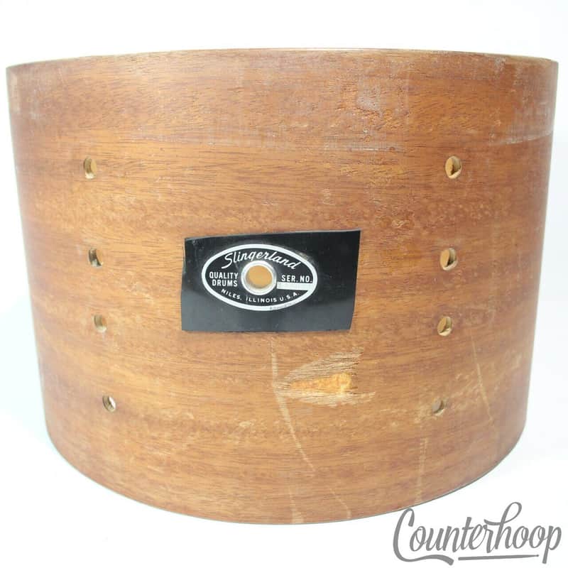 Slingerland 8x12" Tom Drum Shell 3Ply Natural African Mahogany/Maple Vintage 70s image 1