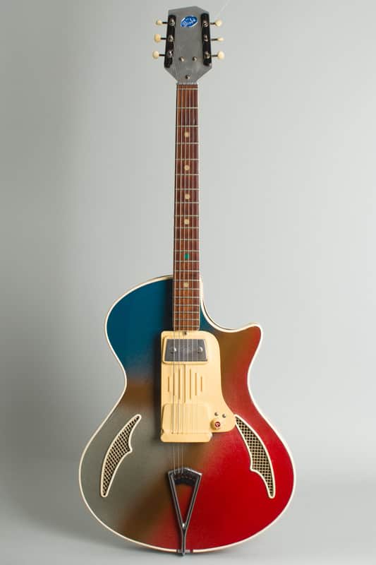 Wandre Blue Jeans/Teen Ager Model 900 Semi-Hollow Body Electric Guitar (1960), black hard shell case. image 1