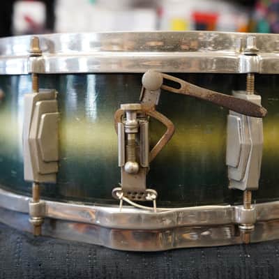 1938 Ludwig & Ludwig 'King Louie' 5x14" 3ply Snare Drum - Green & Gold Duco image 21