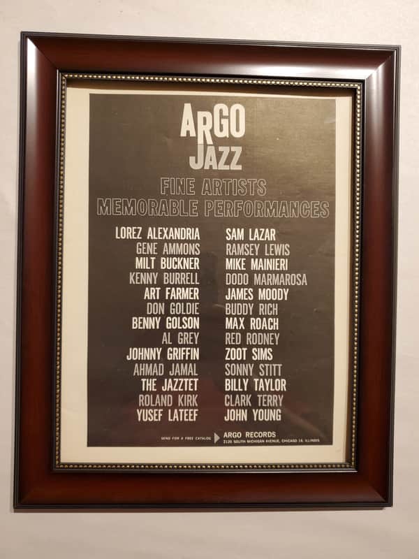 1963 Argo Records Promotional Ad Framed Kenny Burrell, Buddy Rich, Max Roach Original image 1