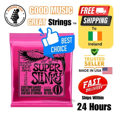 Ernie Ball 9–42 Super Slinky Nickel-Wound Guitar Strings +2 Strap Locks image 1