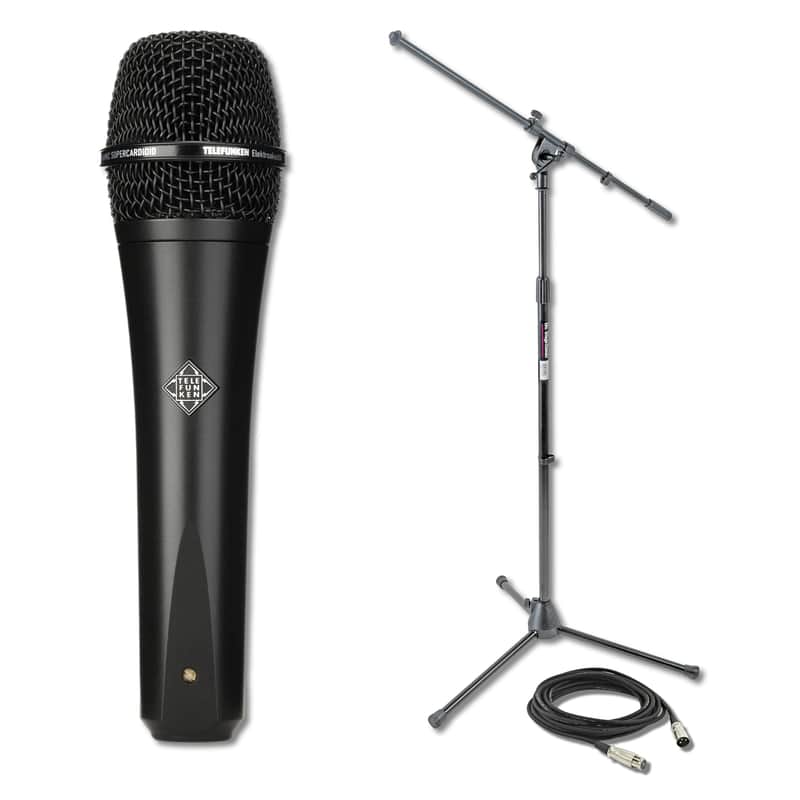 Telefunken M80 Black Dynamic Handheld Vocal Microphone with On-Stage MS7701B Boom Microphone Stand and Professional Grade XLR Cable image 1