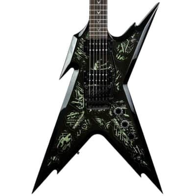 Dean Razorback 7 V 255 Black with Yellow Bevels 7 String EMG