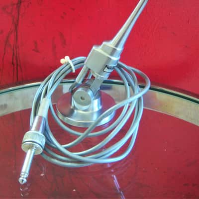 Vintage 1950's Turner 80X crystal microphone Satin Chrome w cable and stand image 1