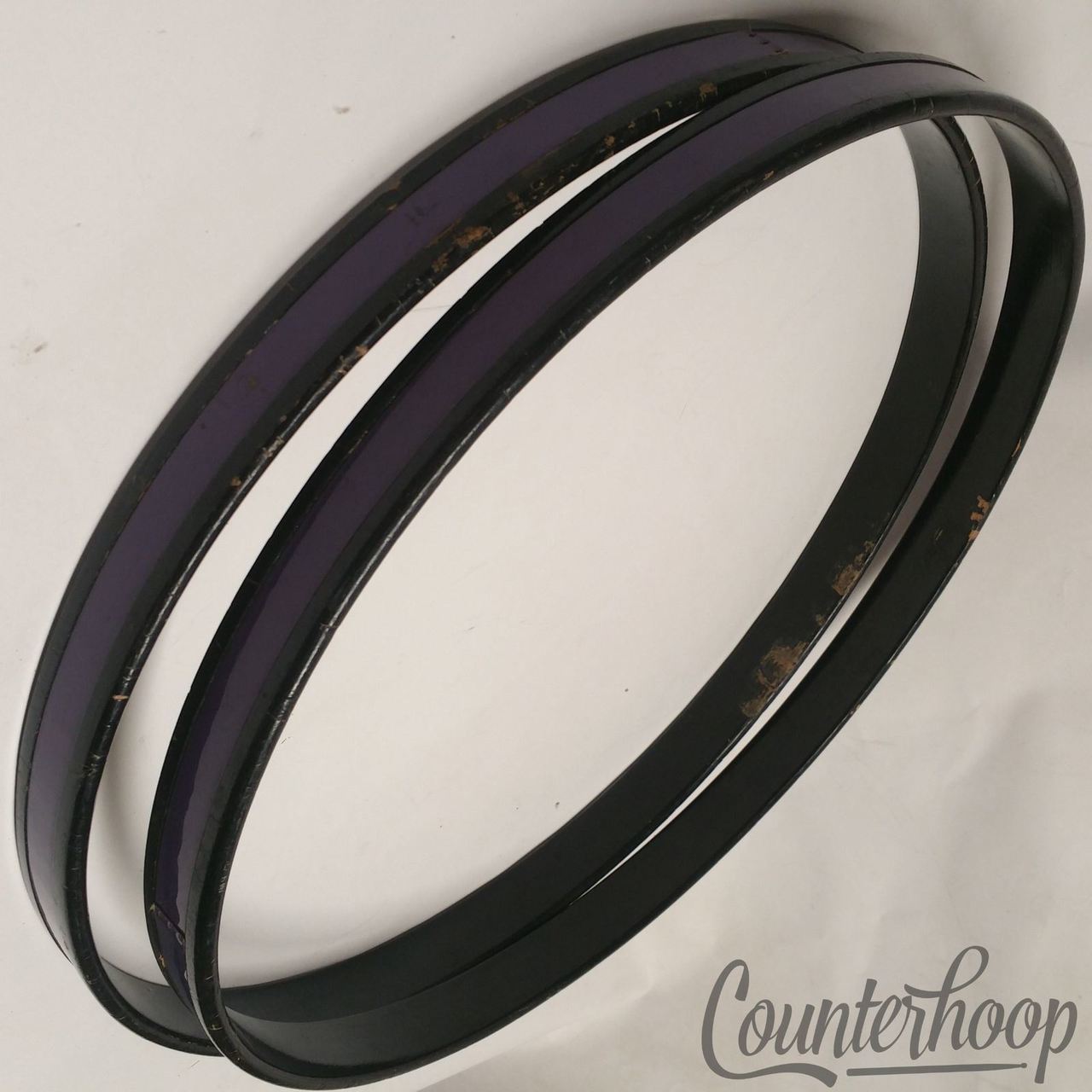 Premier 2x 22" Polychromatic Royal Purple Bass Drum Wood Hoops/Rims Vintage 70s — main photograph