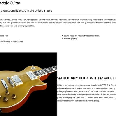 Monoprice Indio 66 Dlx Plus Gold Top Mahogany Body LP-style Electric Guitar image 11