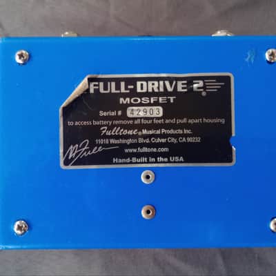 Fulltone Full-Drive 2 Mosfet Blue Pedal W/Original Box *** FREE SHIPPING *** image 7