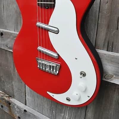Jerry Jones Neptune Shorthorn 6 string-1991 Red w/OHSC- Super RARE Exc Shape-Wow! L@@@@K Neptune Short Horn 1991 - Red image 7